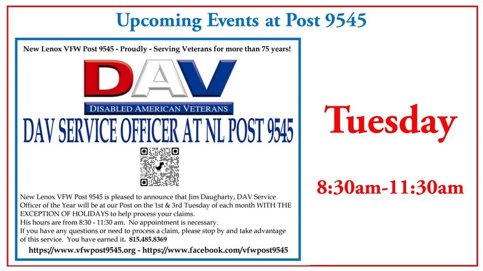 DAV Service Officer At NL VFW Post 9545 All VFW Post 9545, New