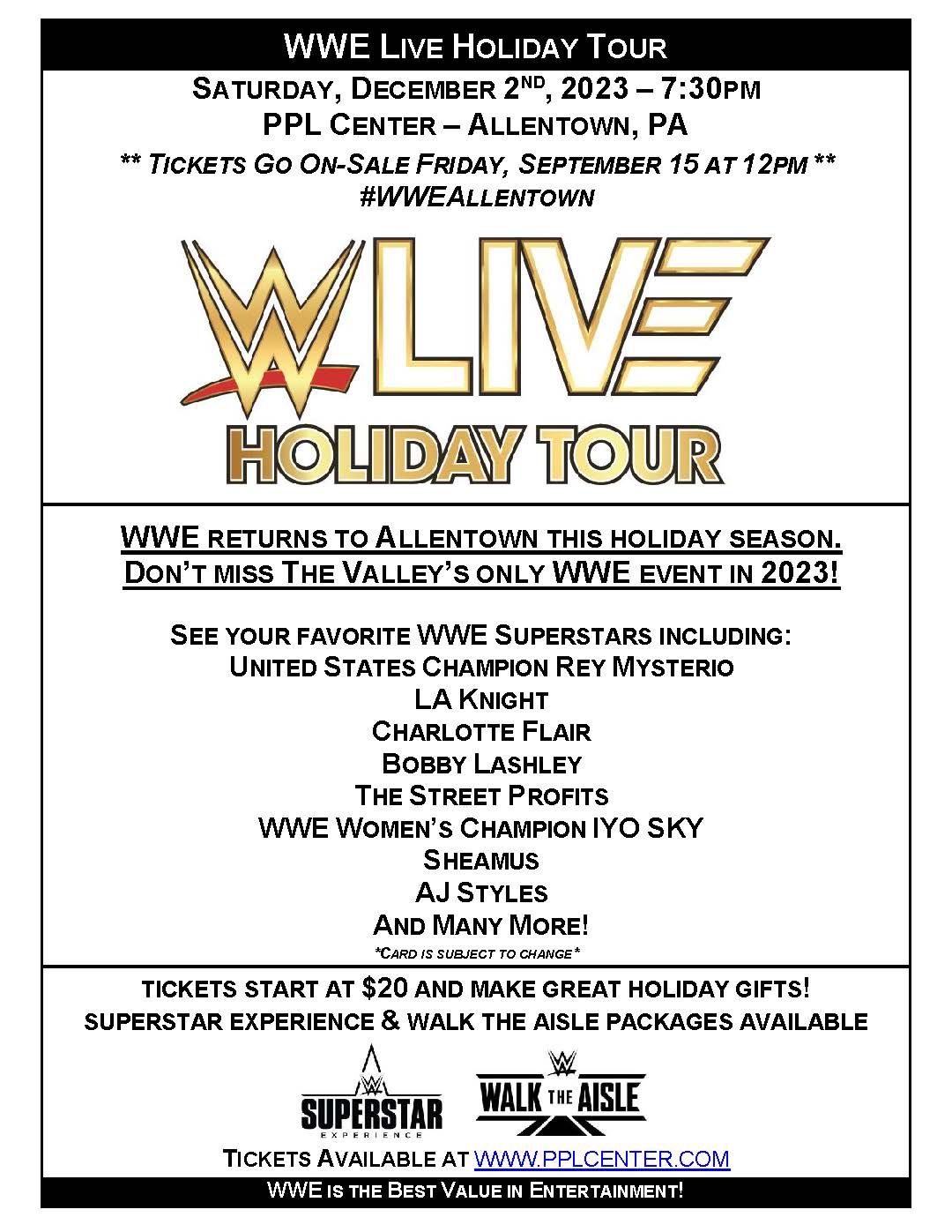 WWE Live Holiday Tour at Little Caesars Arena, 30 December | Event in Detroit | AllEvents
