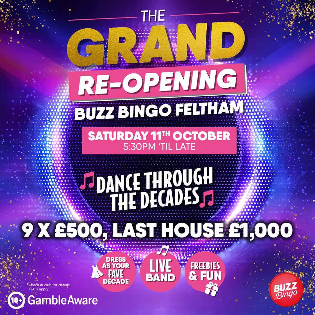 Buzz Bingo Feltham Re-Opening Party, 18 October | Event in Feltham | AllEvents