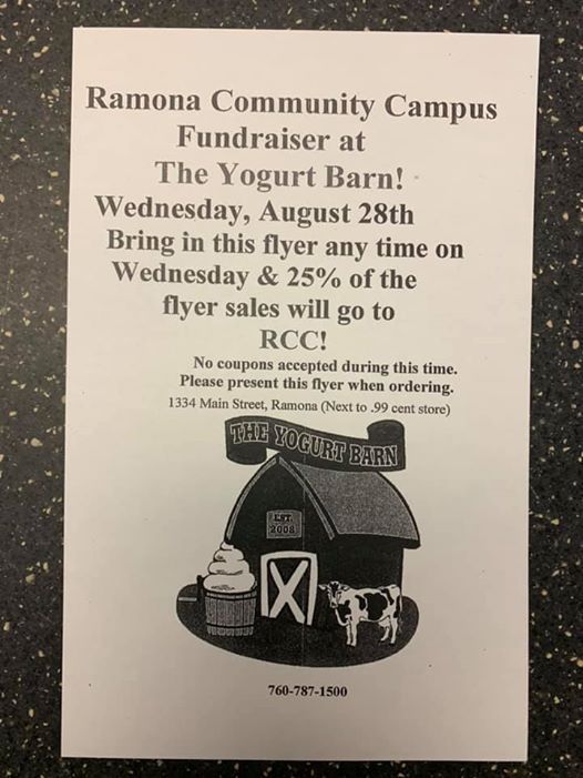 Fundraiser For Rcc Ptsa At Yogurt Barn Ramona