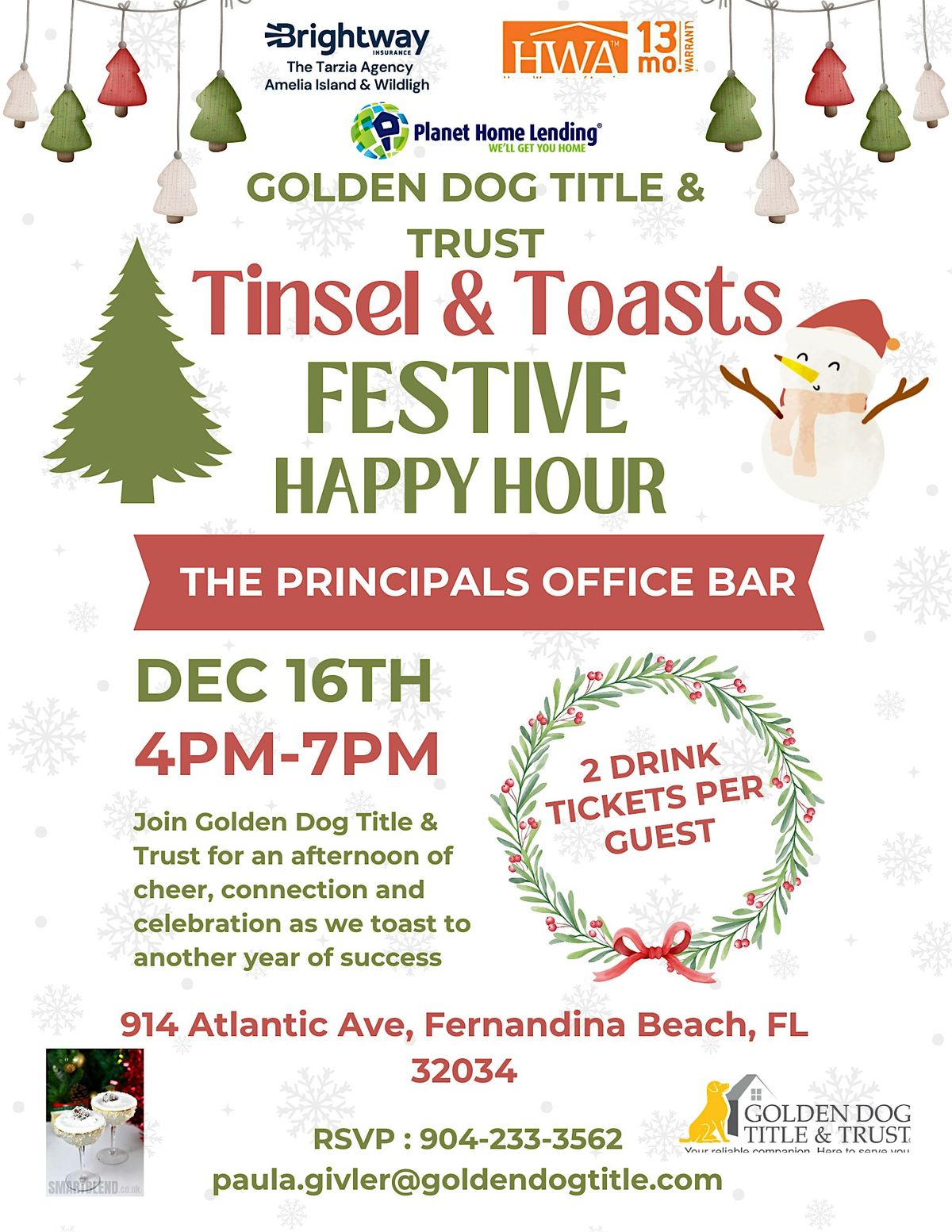 Tinsel & Toasts Festive Realtor Happy Hour, 16 December | Event in Fernandina Beach | AllEvents