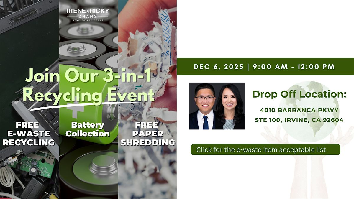 Join Our 3-in-1 Recycling Event, 6 December | Event in Irvine | AllEvents