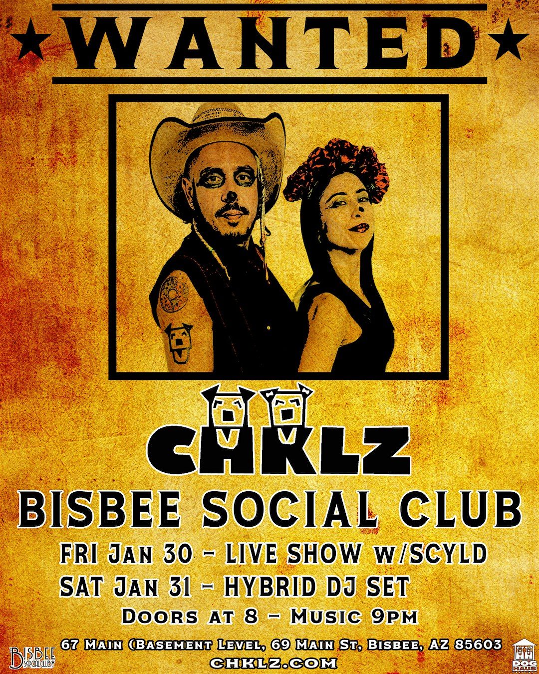 CHKLZ @ Bisbee Social Club (TWO NIGHTS - LIVE SHOW 1.30/HYBRID DJ SET 1.31)