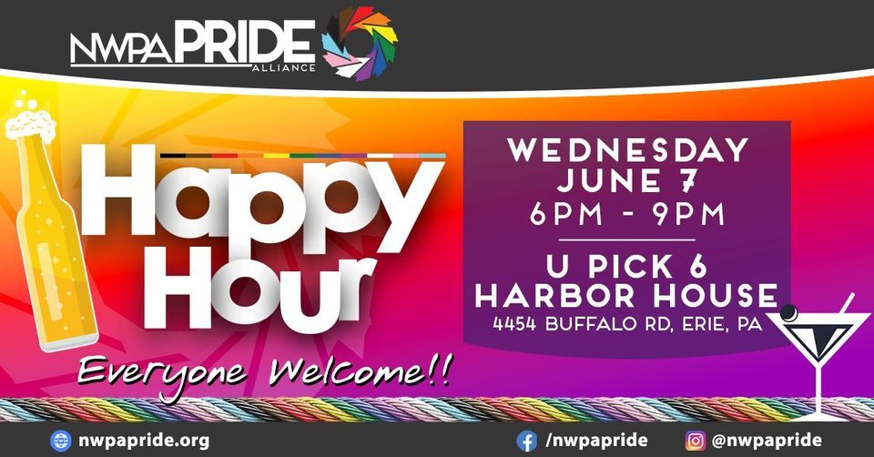 Eries Queer Happy Hour, U Pick 6 Harbor House, Findley Lake, June 7