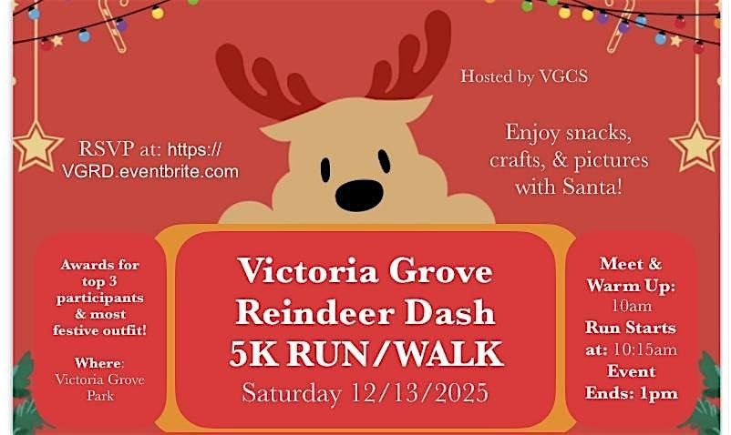 Victoria Grove Reindeer Dash 5k RUN / WALK - 2025 (free event), 13 December | Event in Riverside | AllEvents