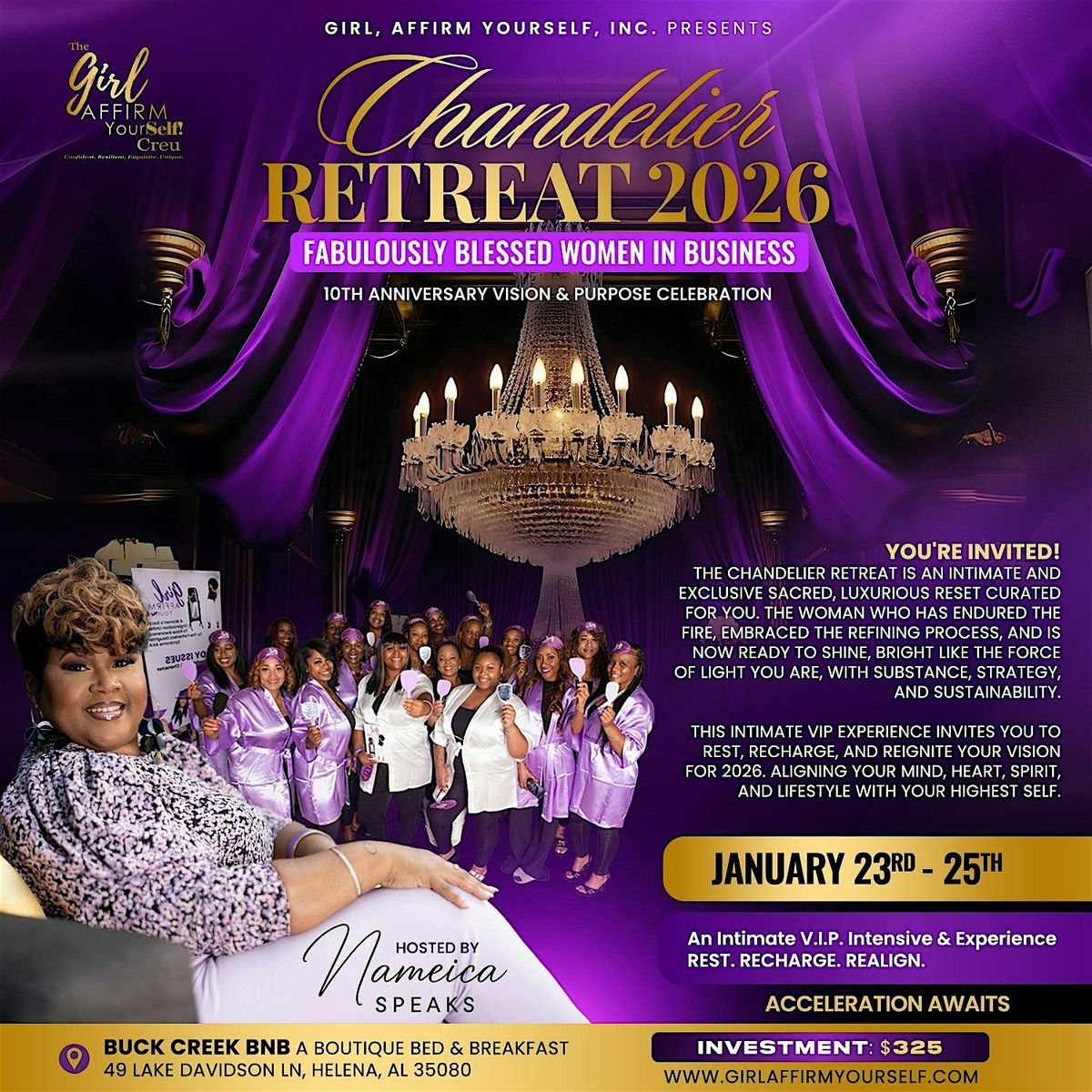 The Chandelier Retreat, Buck Creek BNB, Helena, 23 January to 25 January |  AllEvents