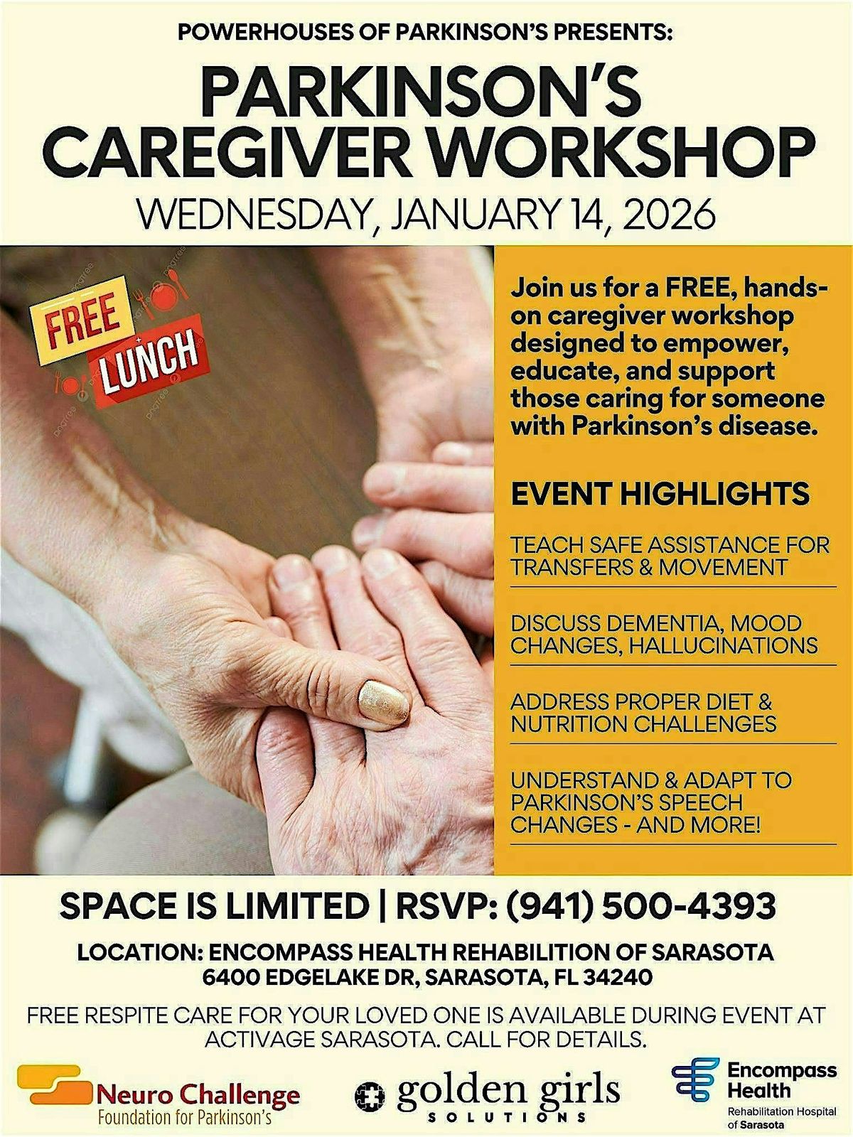 Parkinson's Caregiver Workshop, 14 January | Event in Sarasota | AllEvents