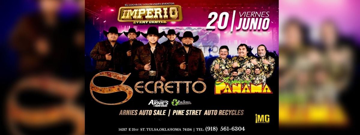 SECRETTO & TROPICAL PANAMA EN TULSA, 20 June | Event in Tulsa | AllEvents