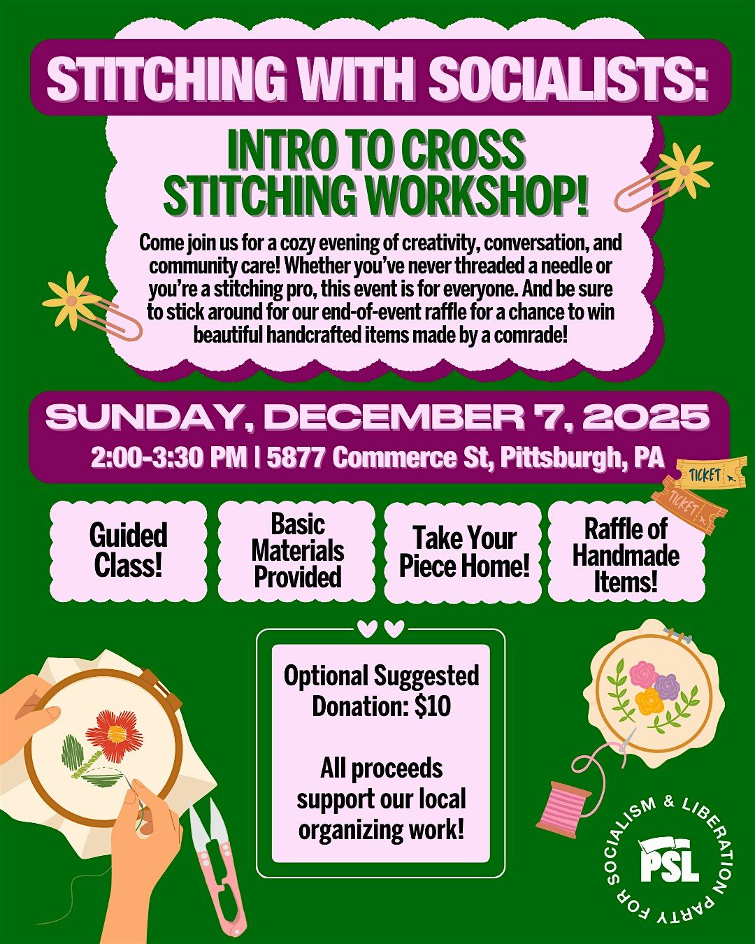 Stitching with Socialists: Intro to Cross Stitching Workshop | Event in Pittsburgh | AllEvents