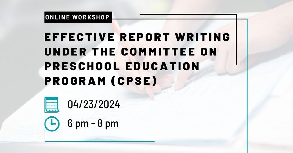 Effective Report Writing under the Committee on Preschool Education ...