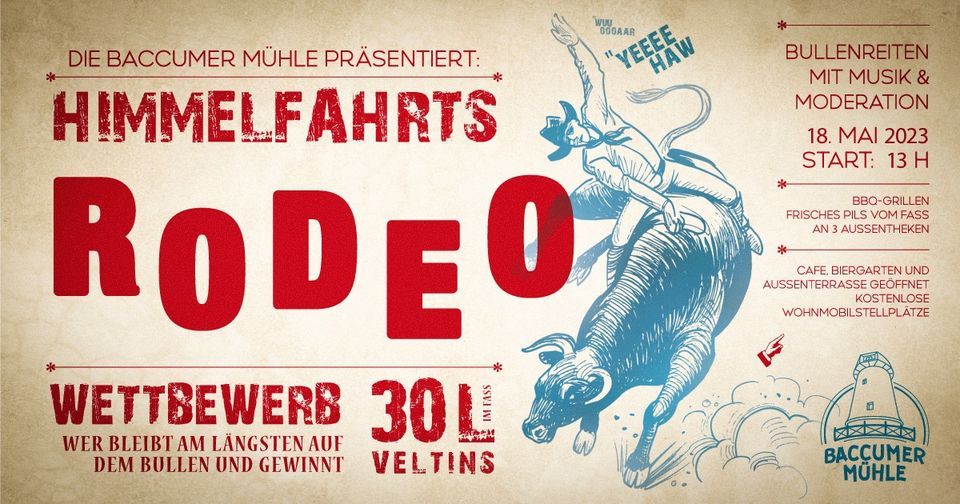 CHRISTI HIMMELFAHRT - RODEO - Bullenreiten - Musik - Moderation - ab 13