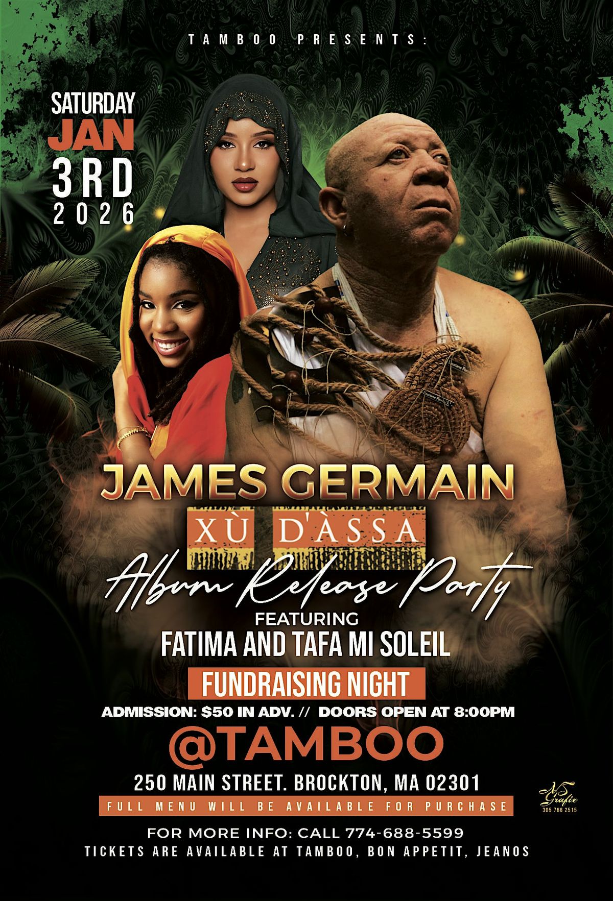XU D'ASSA - James Germain ft Fatima and Tafa Mi Soleil, 3 January | Event in Brockton | AllEvents