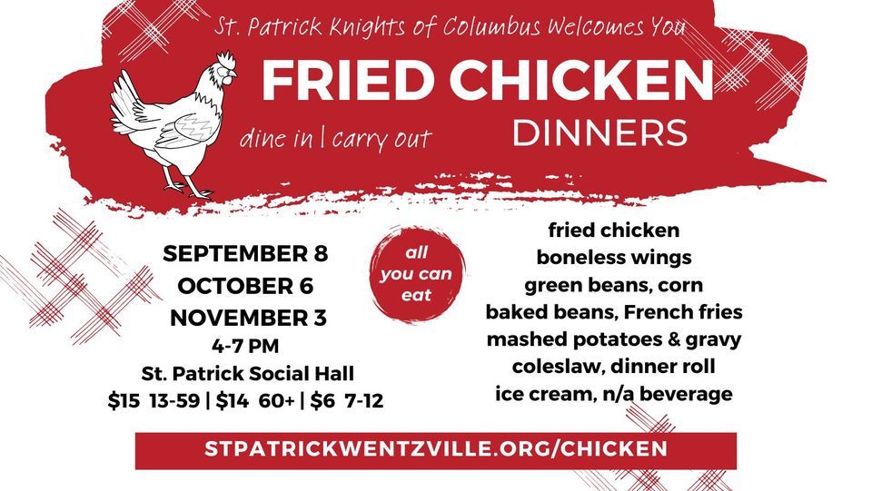Chicken Dinners, St. Patrick Parish Wentzville, November 3 2023