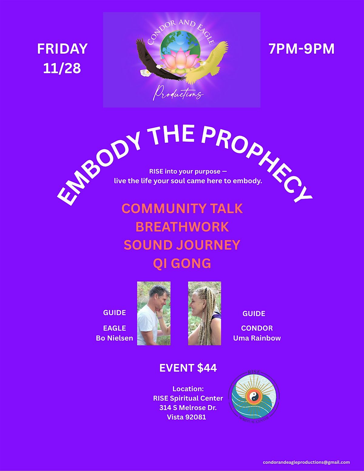 Embodying the Prophecy of the Condor and the Eagle - Uma & BO, 28 November | Event in Vista | AllEvents