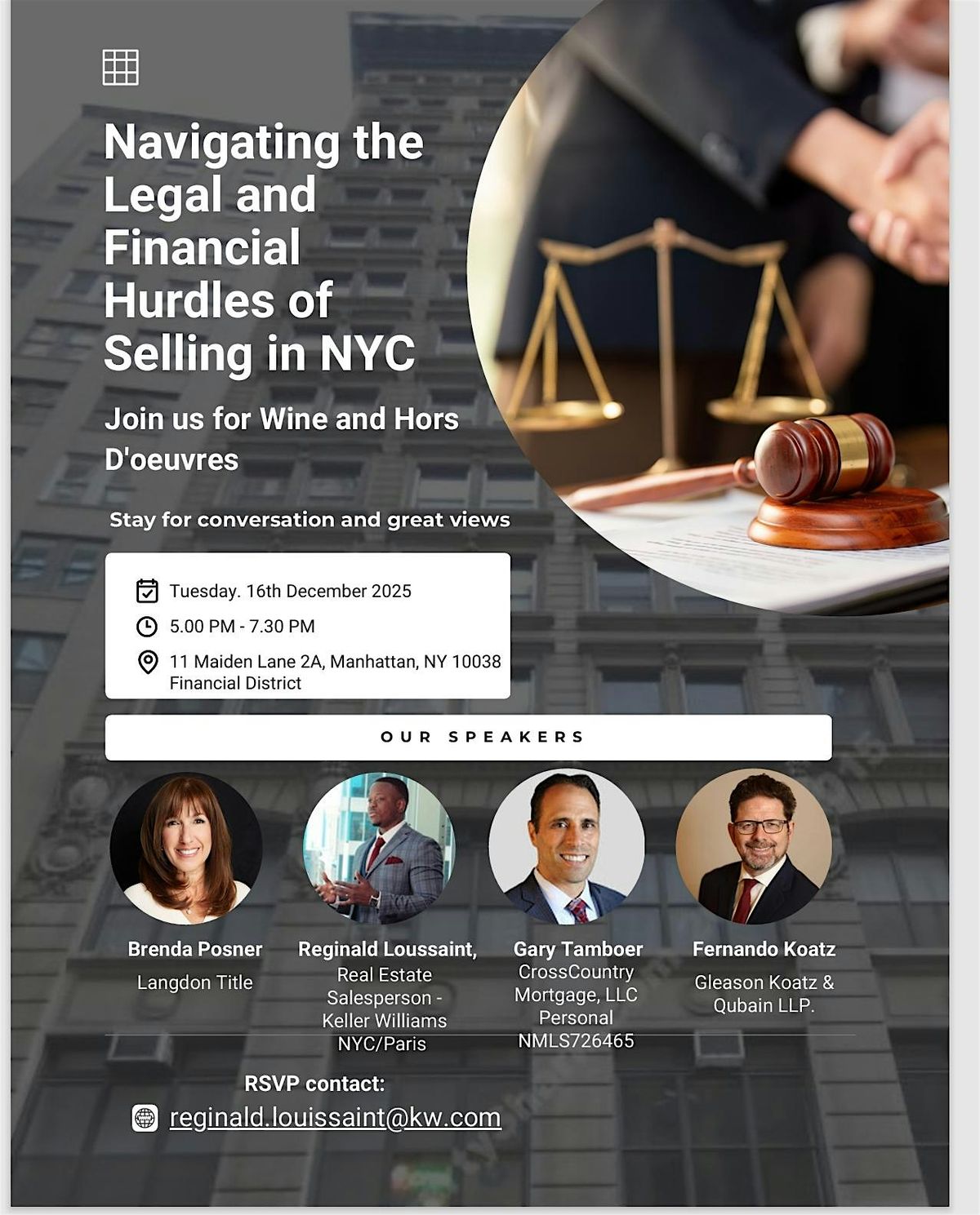 Navigating the Legal and Financial Hurdles of Selling in NYC, 16 December | Event in New York | AllEvents