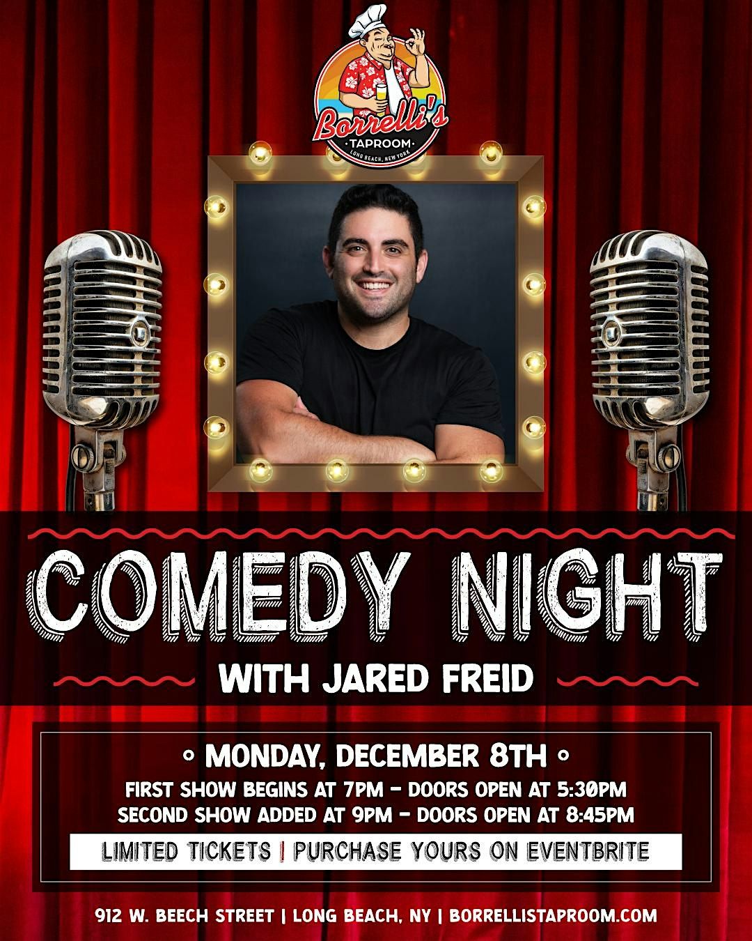 Jared Freid Comedy Night @Borrelli's Taproom, 8 December | Event in Long Beach | AllEvents