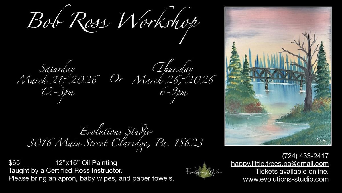 March 21, 2026 - The Footbridge - Bob Ross Workshop, 21 March | Event in Claridge | AllEvents