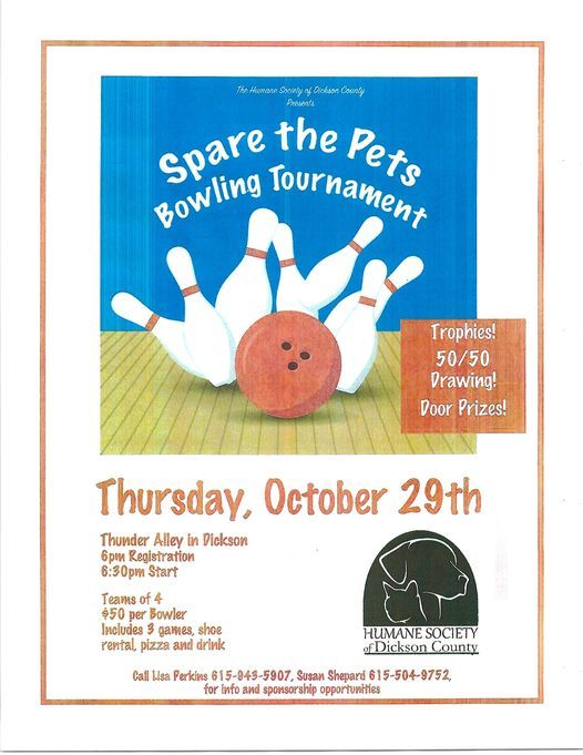 Spare The Pets Bowling Tournament Thunder Alley Family Entertainment Center Dickson 29 October