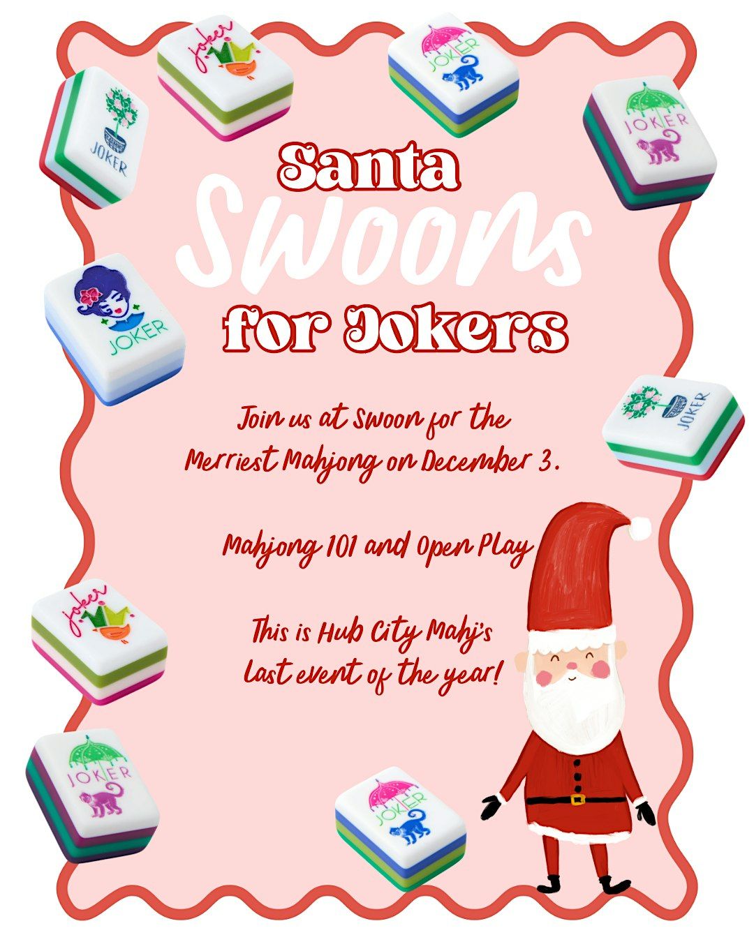 Santa Swoons for Jokers — Mahjong 101 and Open Play, 3 December | Event in Lafayette | AllEvents