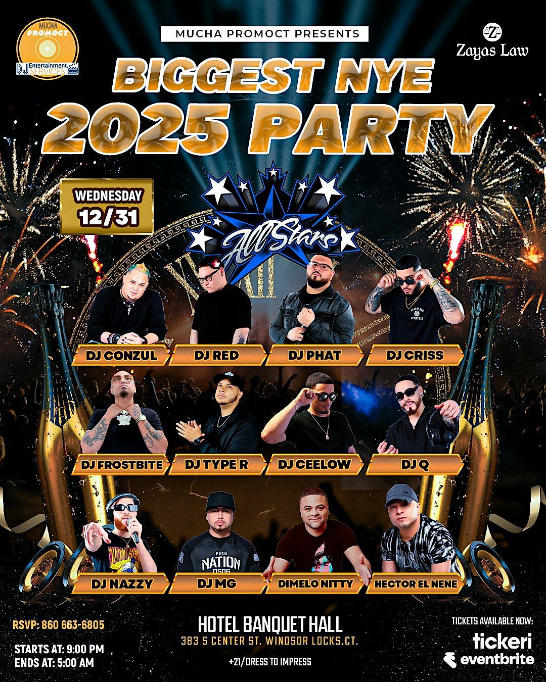 BIGGEST NYE PARTY 2025 (WEDS 12/31), 31 December | Event in Windsor Locks | AllEvents