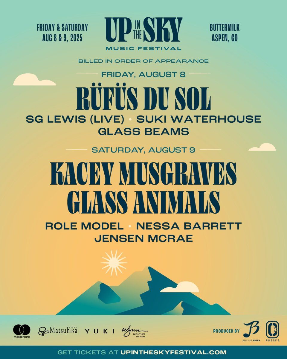 Up In The Sky Music Festival: Rufus Du Sol  SG Lewis & Suki Waterhouse - Friday, 7 August | Event in Aspen