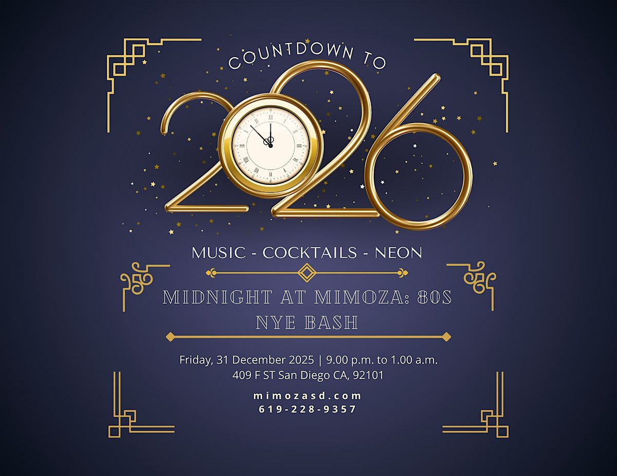 Midnight at Mimoza: 80s NYE Bash, 31 December | Event in San Diego | AllEvents