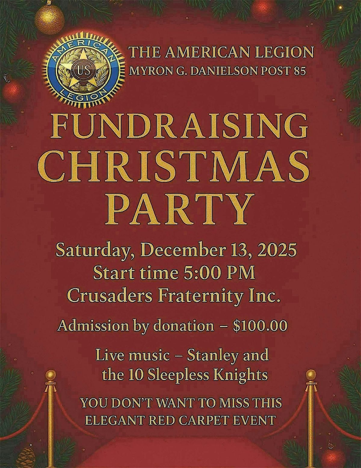 The American Legion Myron G. Danielson Post 85 Fundraising Christmas Party, 13 December | Event in Frederiksted