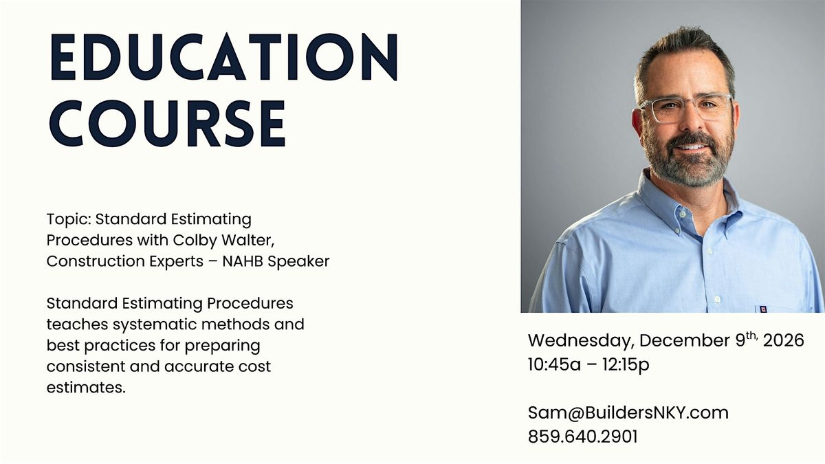 Standard Estimating Procedures, 9 December | Event in Erlanger | AllEvents