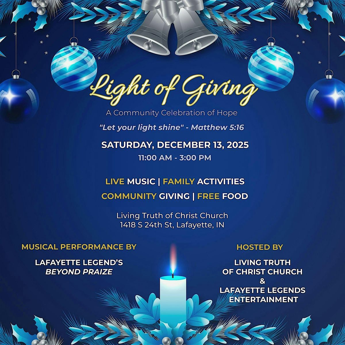 Light of Giving - Free Community Christmas Celebration, 13 December | Event in Lafayette | AllEvents
