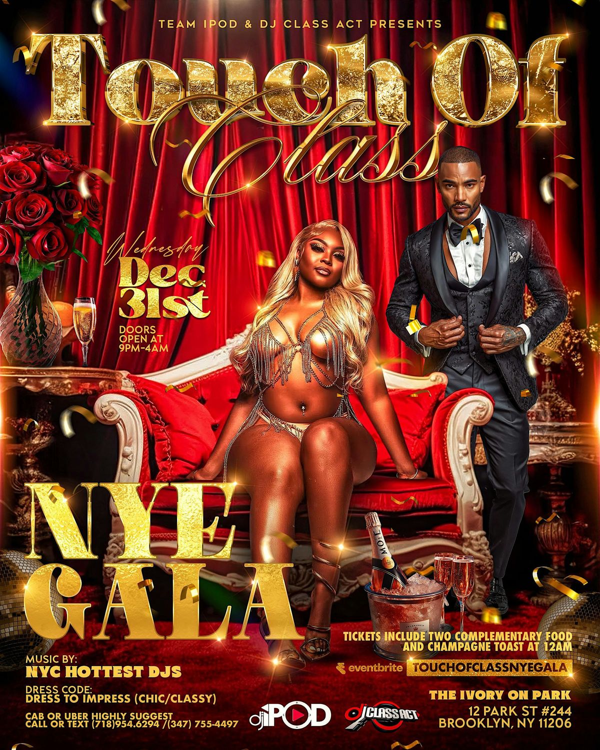 “TOUCH OF CLASS NYE GALA” DEC 31ST 8pm-Until @ “THE IVORY ON PARK”  (BK), 31 December | Event in Brooklyn