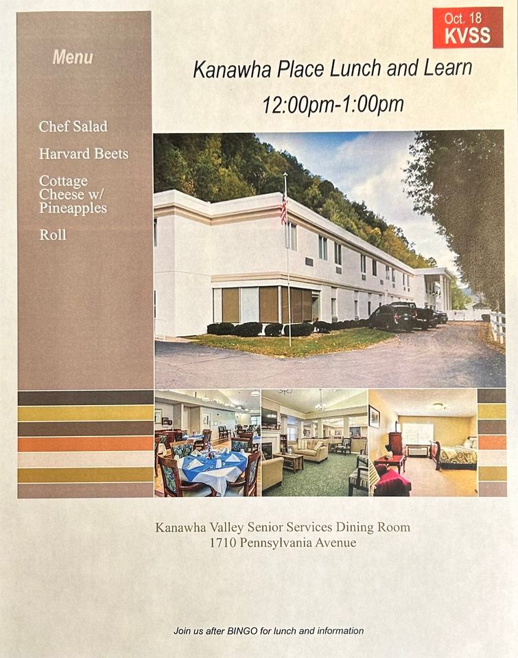 Lunch and Learn with Kanawha Place Assisted Living, Kanawha Valley Senior Services (KVSS