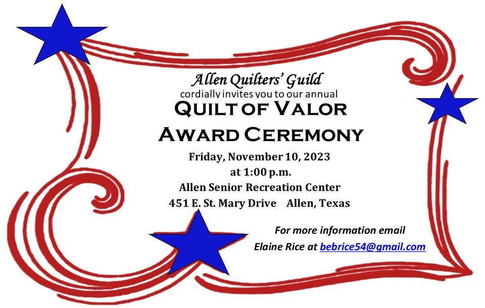 Quilts of Valor Award Ceremony, Allen Senior Recreation Center ...