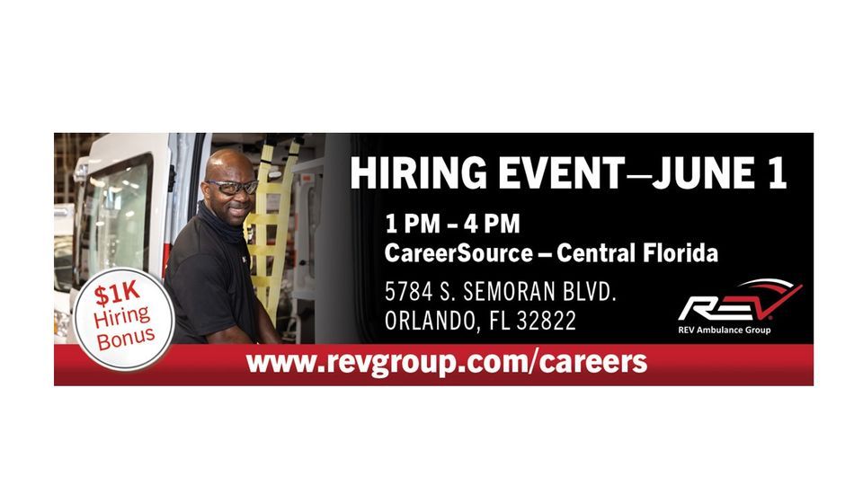 REV Orlando Hiring Event June 1, 2023, CareerSource Central Florida, Conway, June 1 2023