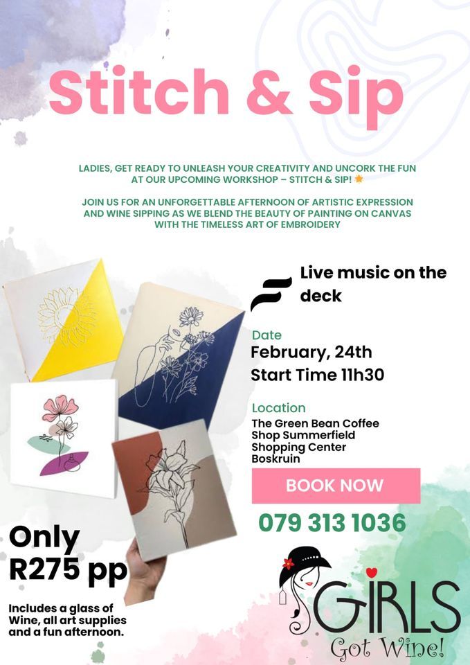 Stitch & Sip, The Green Bean Coffee Shop at Boskruin Butchery, Sandton, 24 February 2024