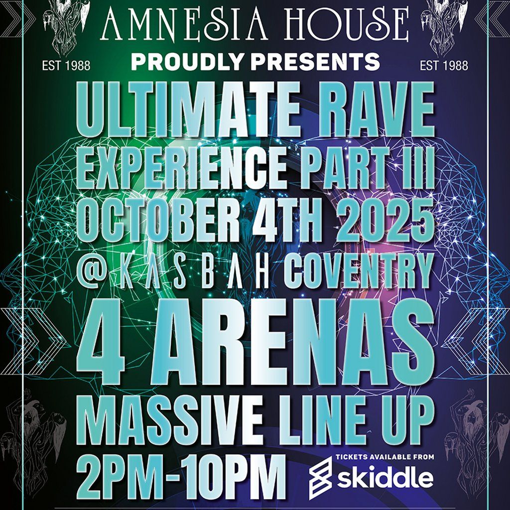 Amnesia House The Ultimate Rave Experience Part III, 4 October | Event in Coventry | AllEvents
