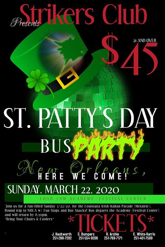 St Pattys Day Parade Fun Bus March 22 2020 At Metairie