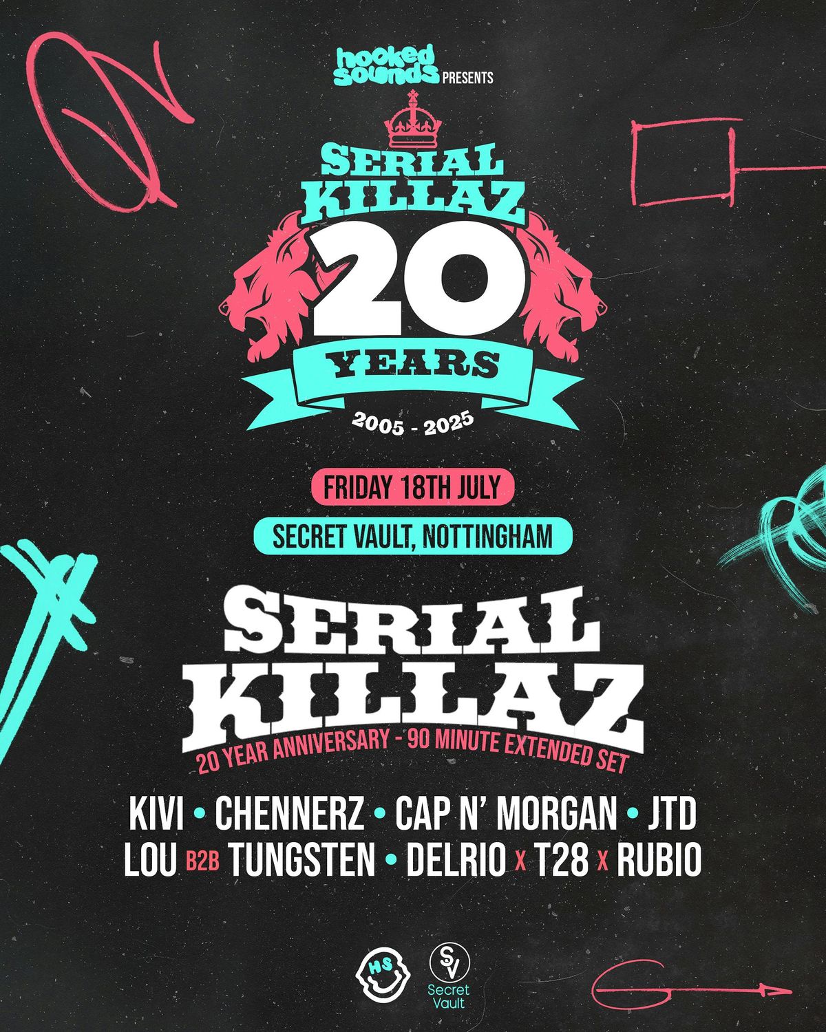 Hooked Presents 20 Years of Serial Killaz (90 Min Extended Set) + More, 18 July | Event in Nottingham | AllEvents