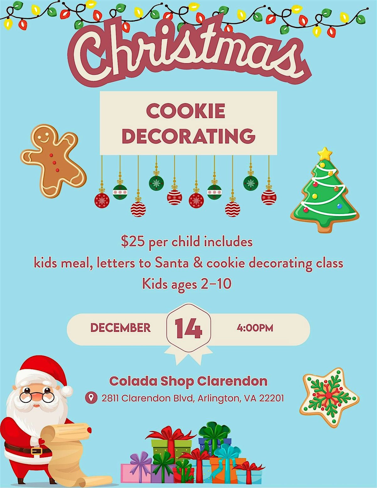 Christmas Cookie Decorating & Letters to Santa, 14 December | Event in Arlington | AllEvents
