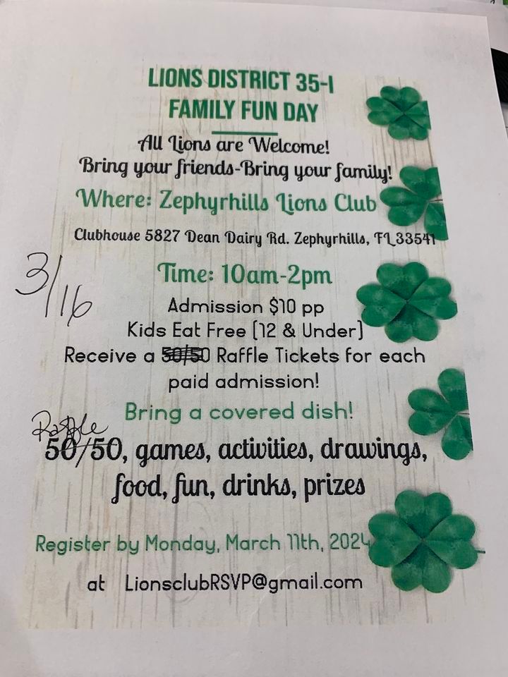 Family Fun Day the Zephyrhills Lions Club, Lions Club of Greater