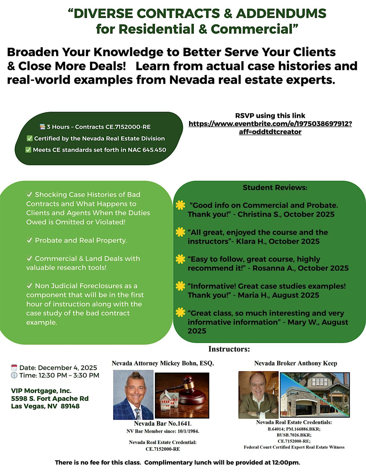 Diverse Contracts & Addendums for Residential & Commercial, 4 December | Event in Las Vegas | AllEvents