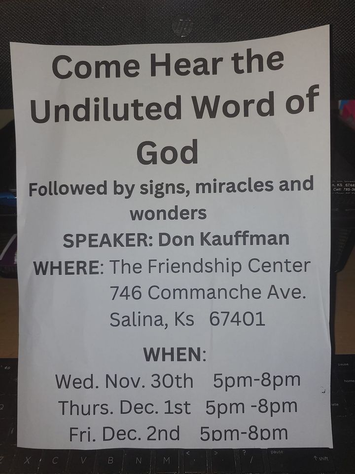 Undiluted Word of God followed by Signs, Miracles & Wonders, Friendship