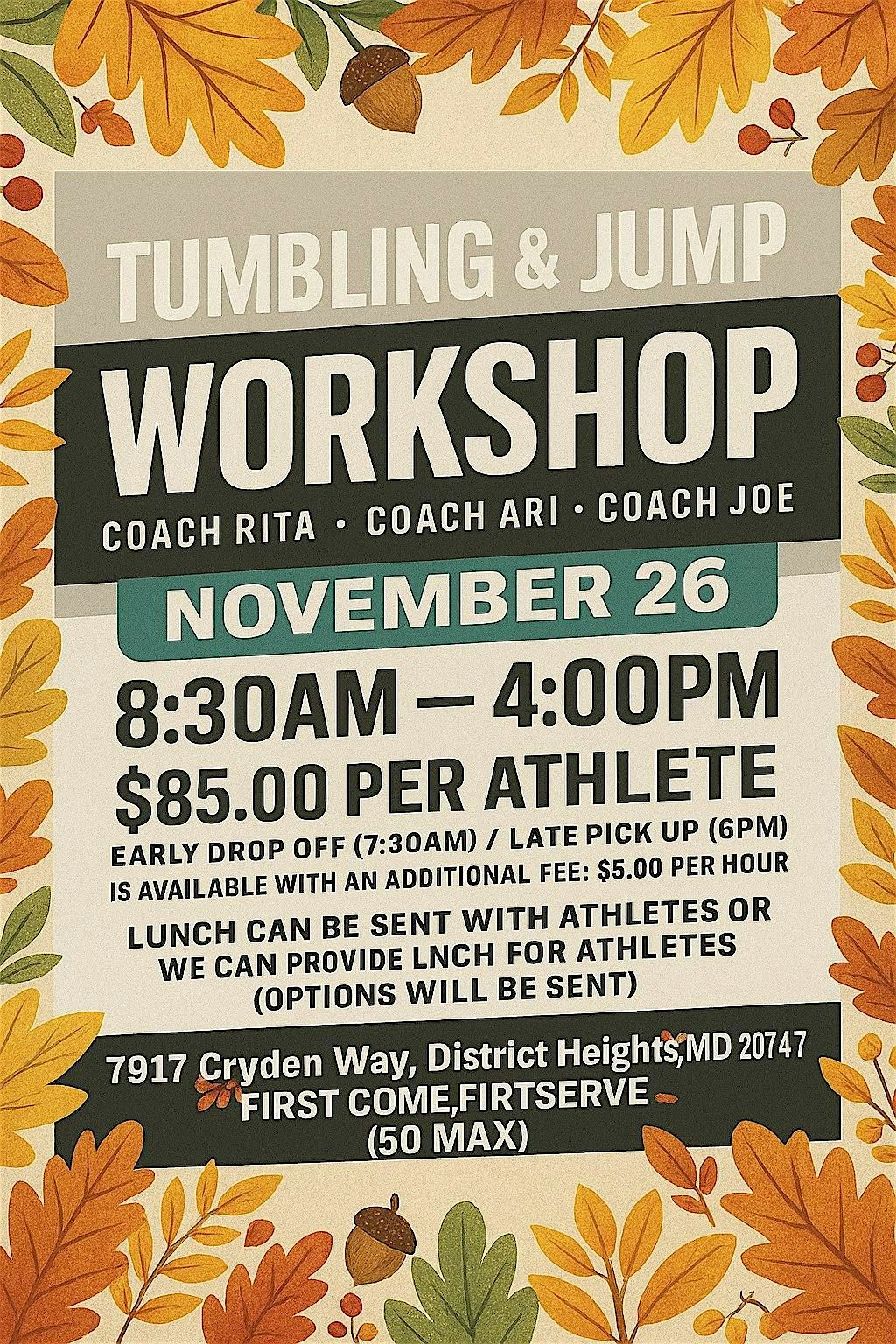 Tumbling & Jump Workshop | Event in District Heights | AllEvents