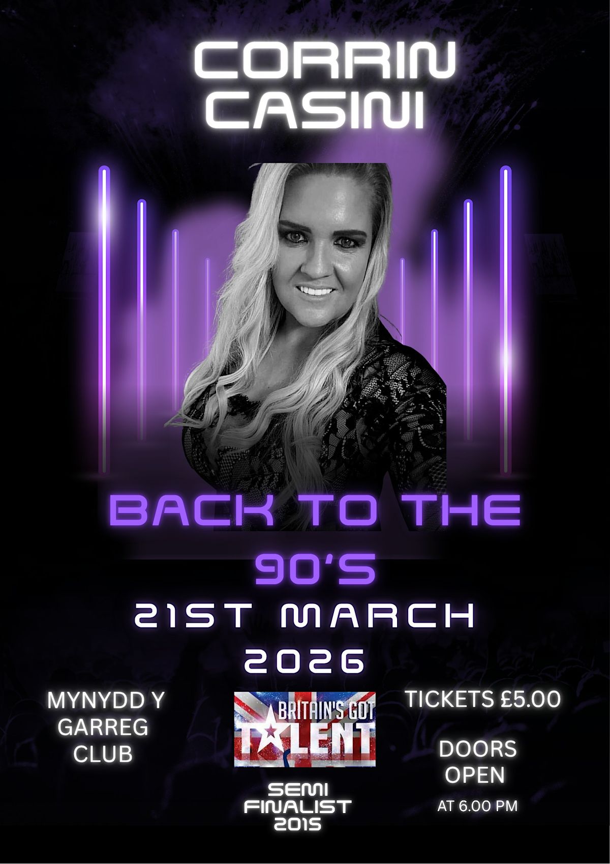 Back to the 90’s with Corrin Casini, 21 March | Event in Kidwelly | AllEvents