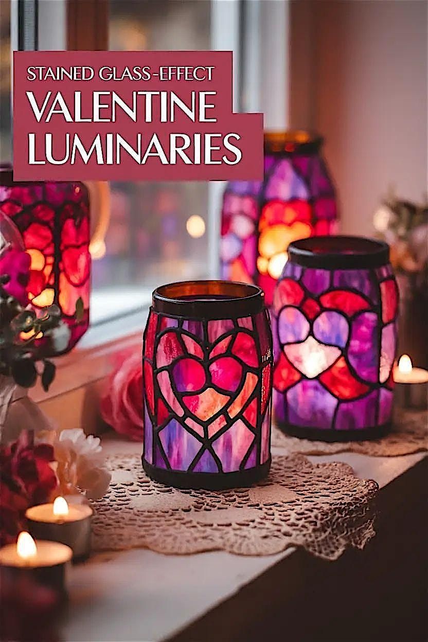 Craft  & Sip: Stained Glass-Effect Valentine Luminaries