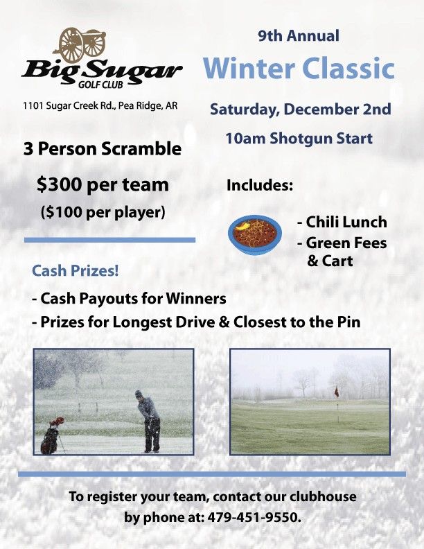 Winter Classic 3Person Scramble , Big Sugar Golf Club, Pea Ridge, December 2 2023 AllEvents.in