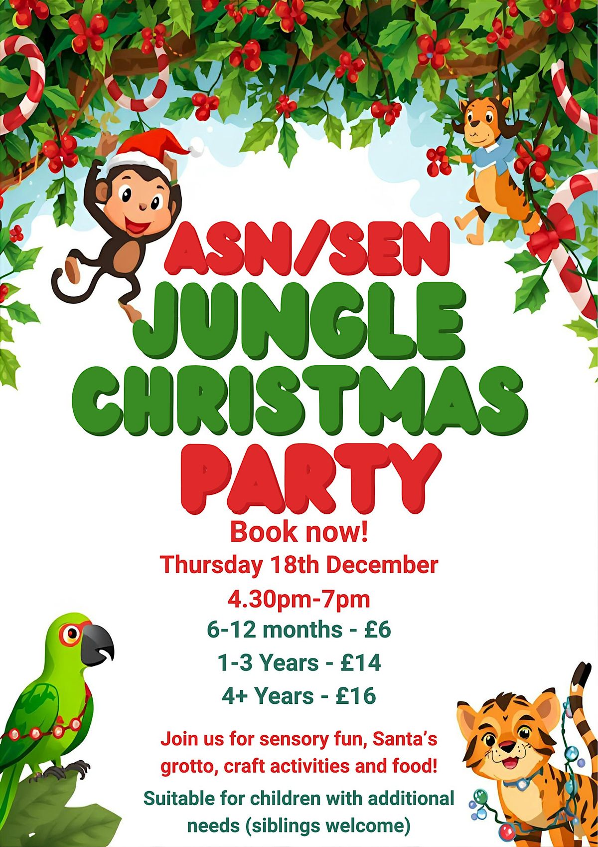 ASN/SEN Jungle Christmas Party, 18 December | Event in Glasgow | AllEvents