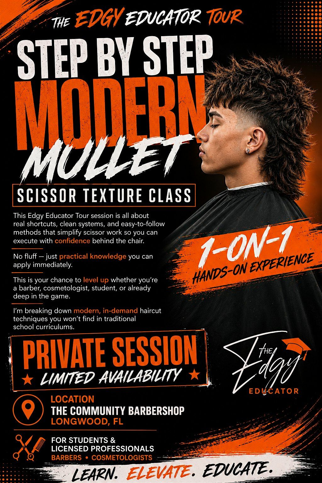 Barber Hands on Scissor Modern Mullet Class, The Community Barbershop ...