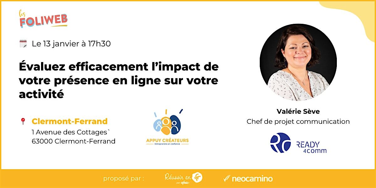 Évaluez efficacement l’impact de votre présence en ligne sur votre activité, 13 January | Event in Clermont-Ferrand
