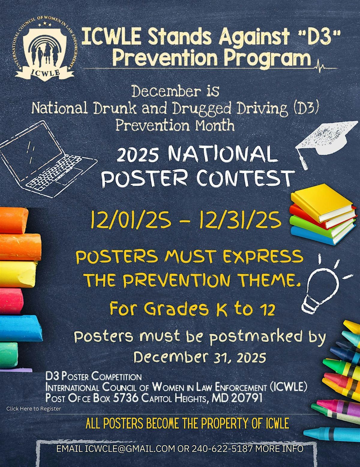 2025 ICWLE Drunk and Drugged Driving (D3) Poster Contest, 1 December | Event in Capitol Heights | AllEvents