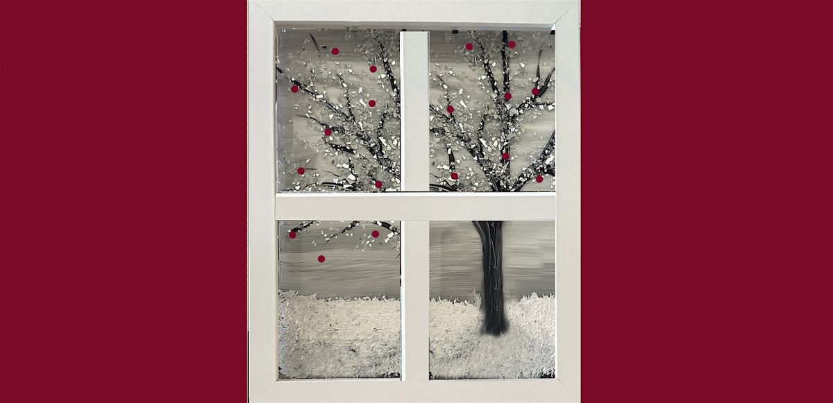 Crushed Glass Winter Tree Window with Berries  Paint & Sip Art Class Akron, 21 January | Event in Canton